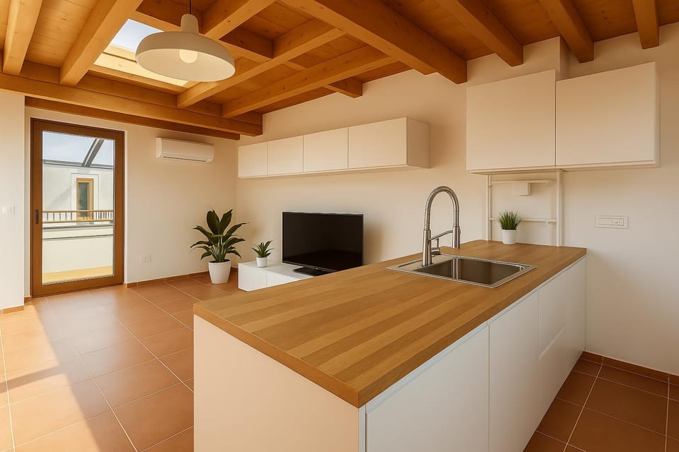 Living room, kitchen
