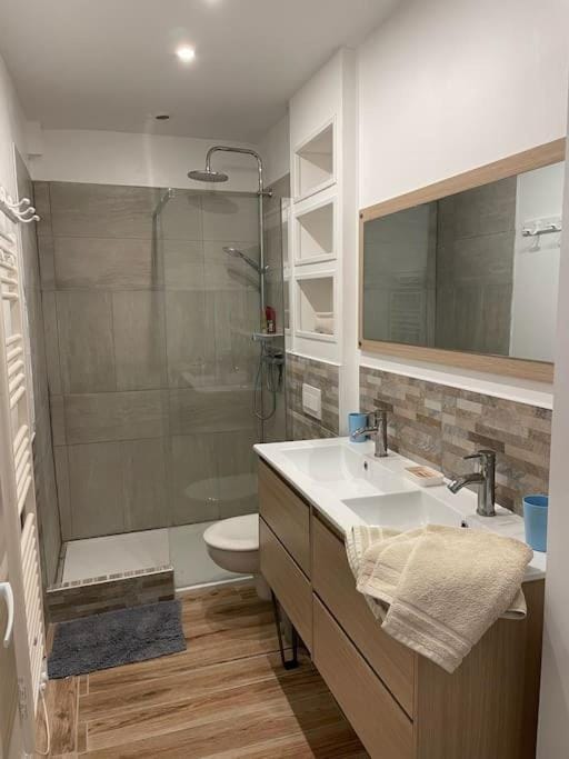 Shower, Toilet, Bathroom, towels