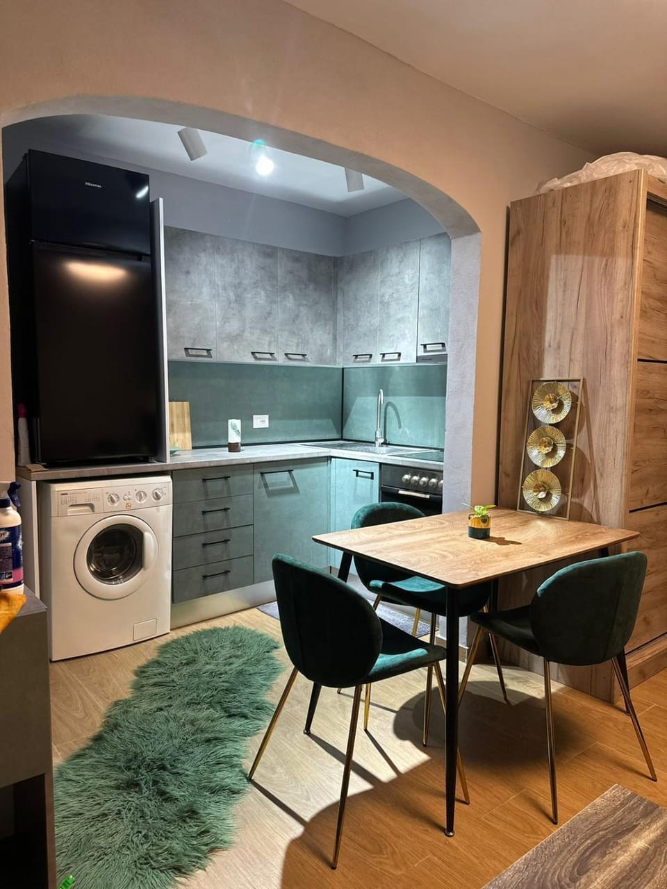 Kitchen or kitchenette, Dining area, washing machine