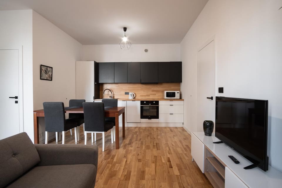 Kitchen or kitchenette, Living room, Seating area, Dining area, stove