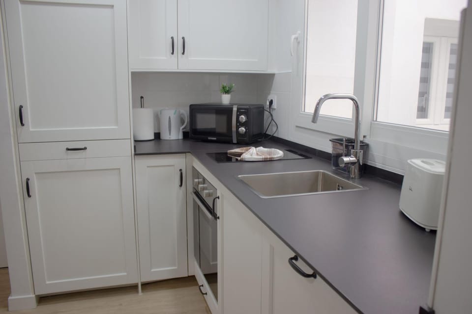 Kitchen or kitchenette, dishwasher, stove