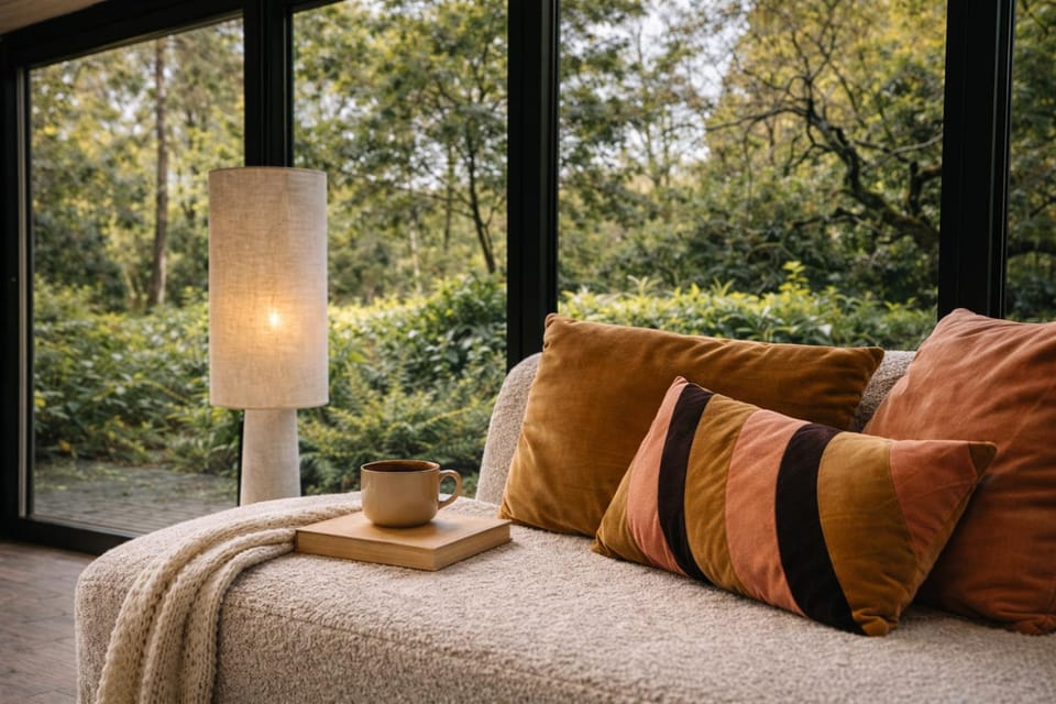 Living room, Seating area, Garden view