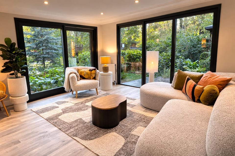 Garden, Living room, Seating area, Garden view