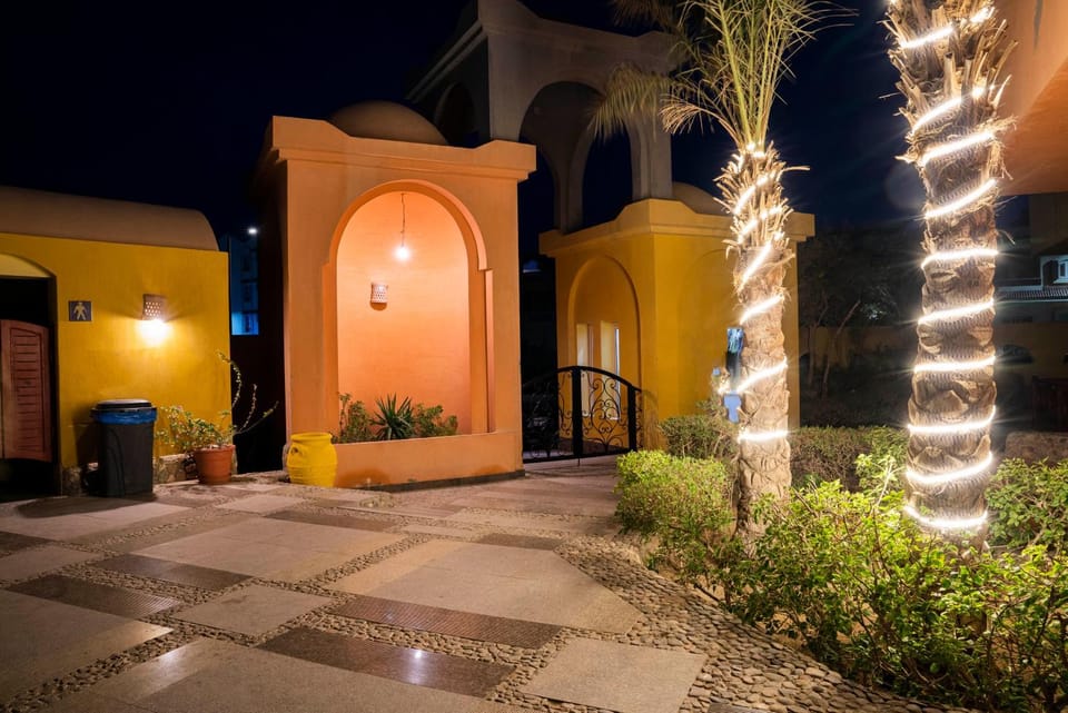 Property building, Night, Garden, Garden view