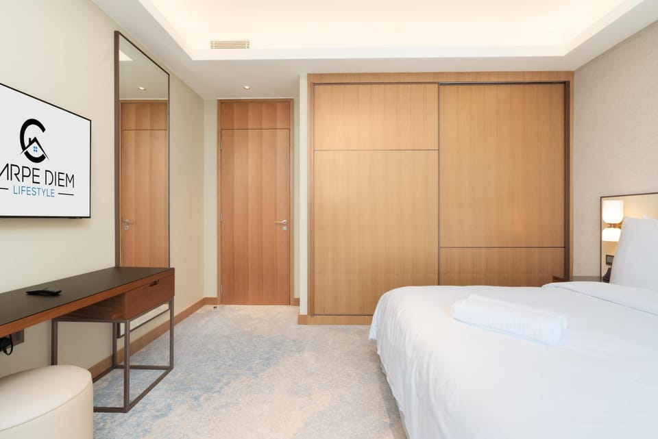 Bed, wardrobe