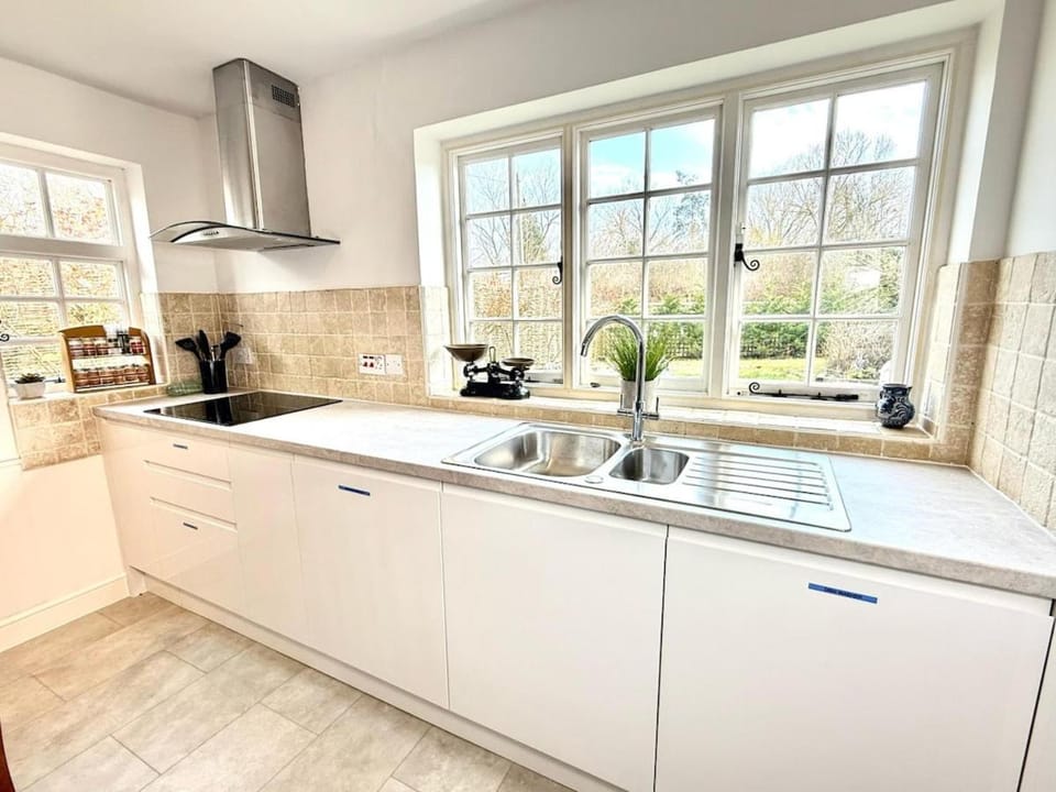 Kitchen or kitchenette, dishwasher, stove