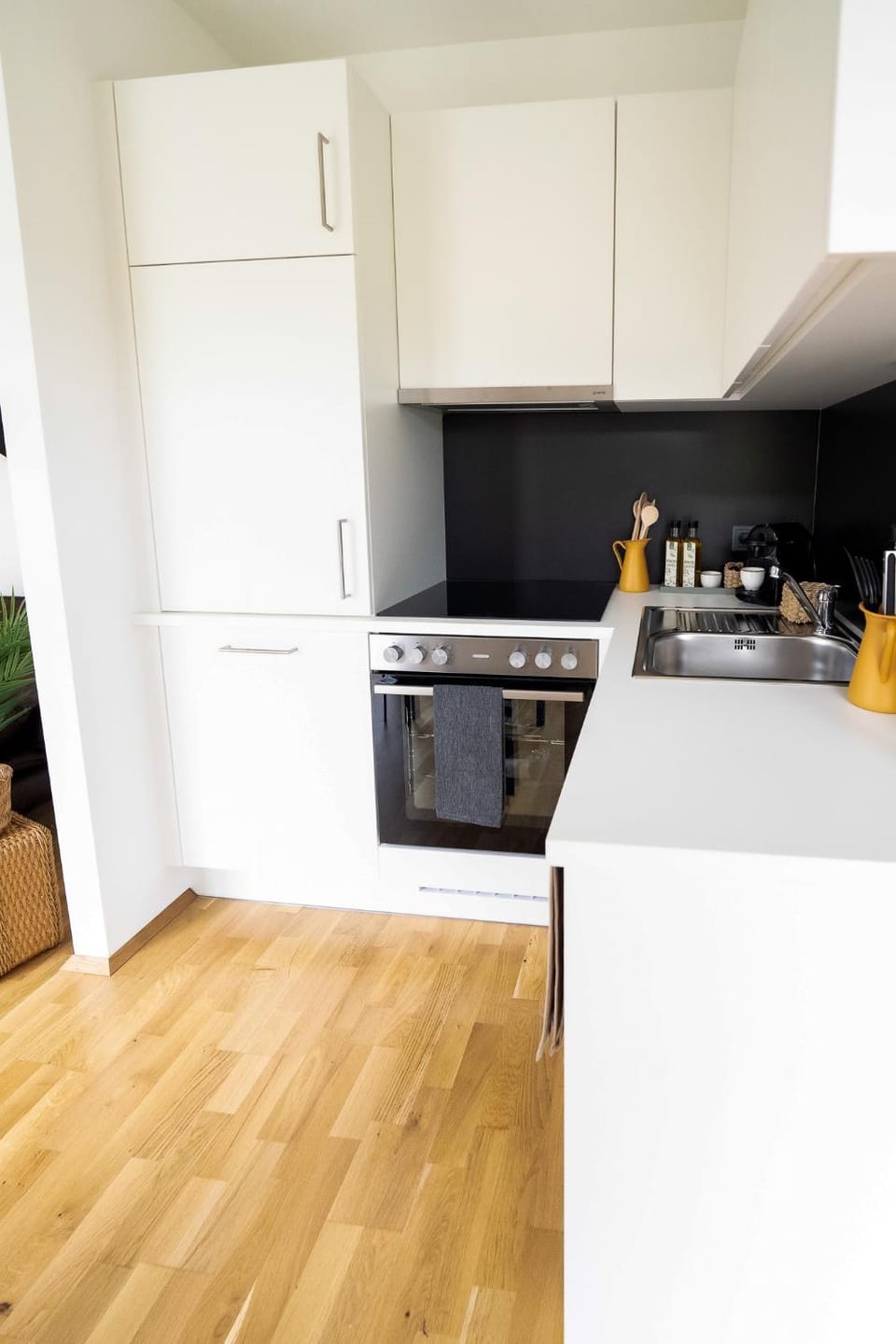 Kitchen or kitchenette, dishwasher, stove