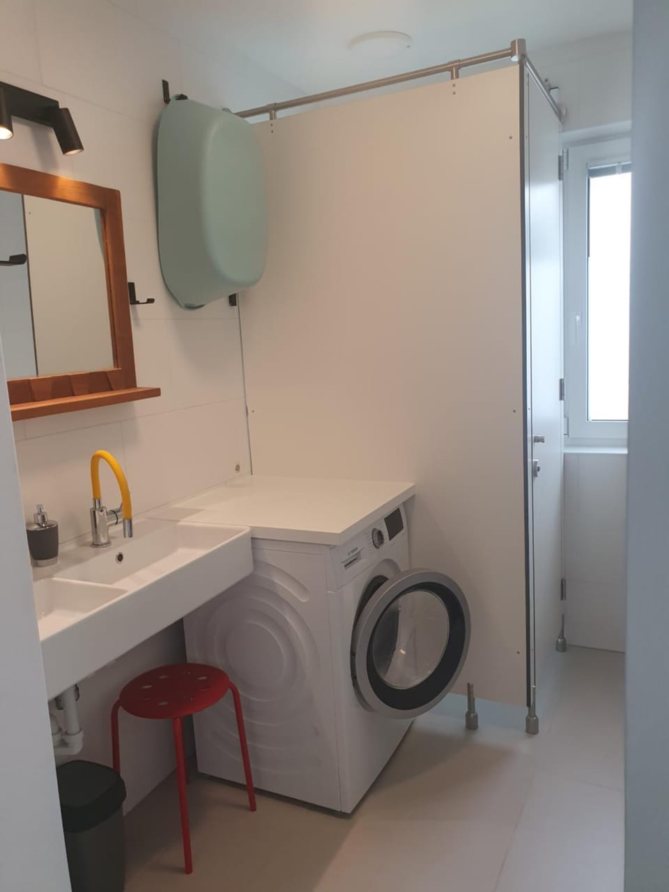 Bathroom, washing machine, dryer