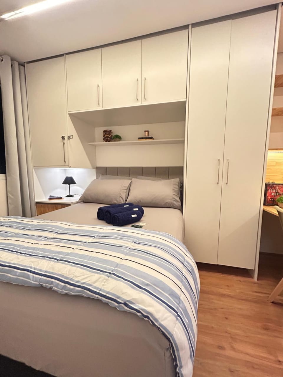 Bed, Photo of the whole room, Bedroom, towels, wardrobe