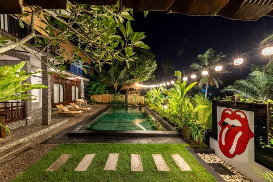 Night, Garden, Swimming pool, Open Air Bath