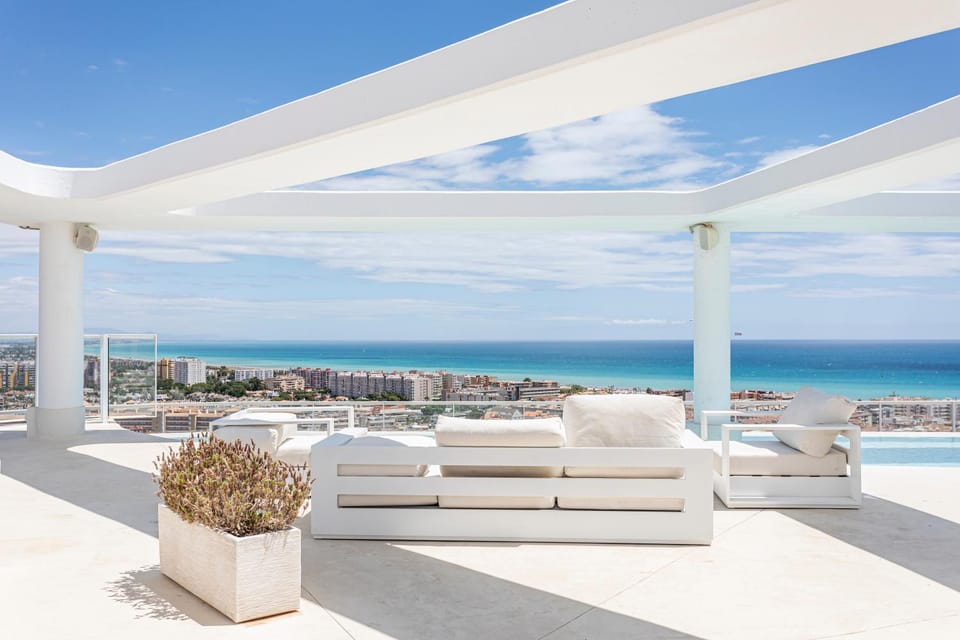 Property building, Living room, Swimming pool