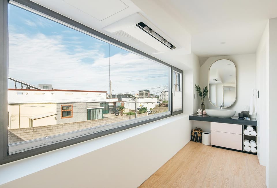 Bathroom, Living room, Quiet street view