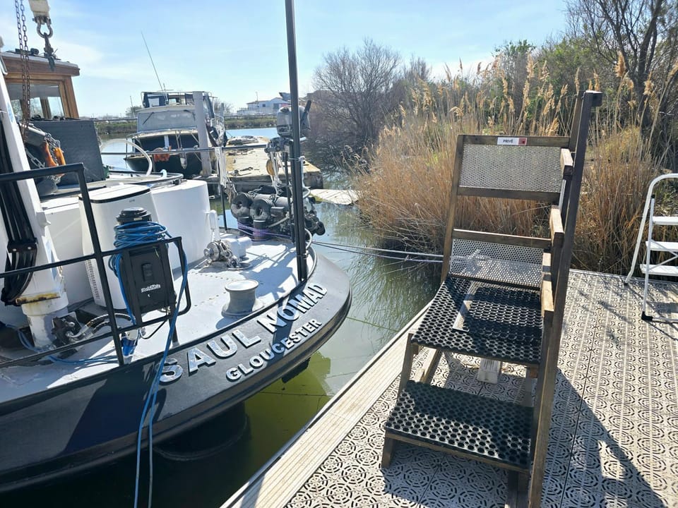 Peniche Saul Nomad Docked boat in Le Grau-du-Roi