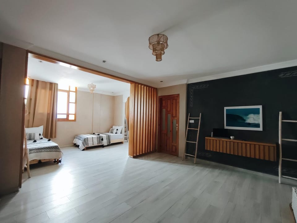 Bed, Living room, Seating area