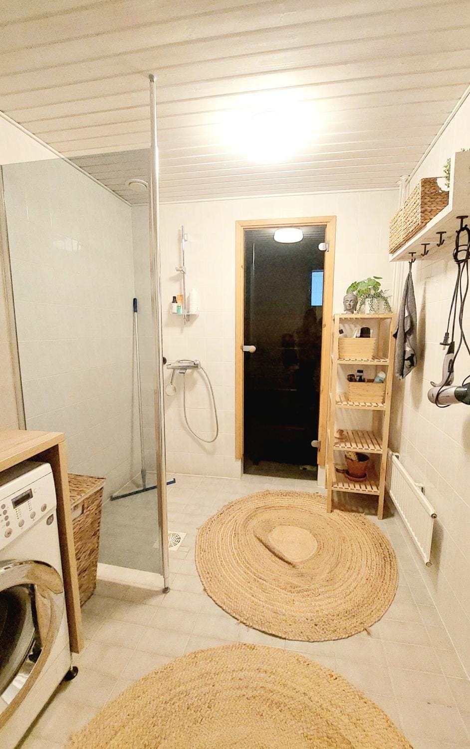 Sauna, Sauna, Bathroom, hair dryier, washing machine