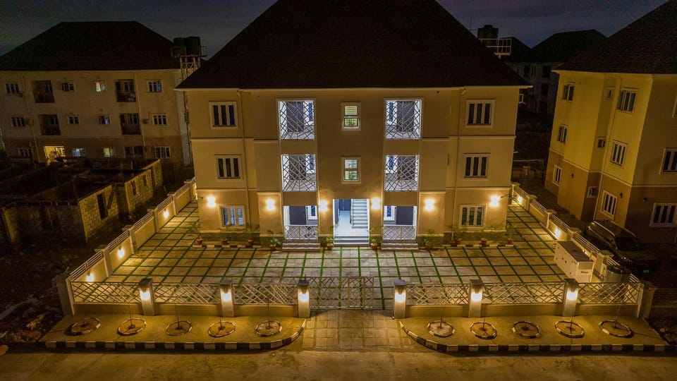 Property building, Night, Garden view
