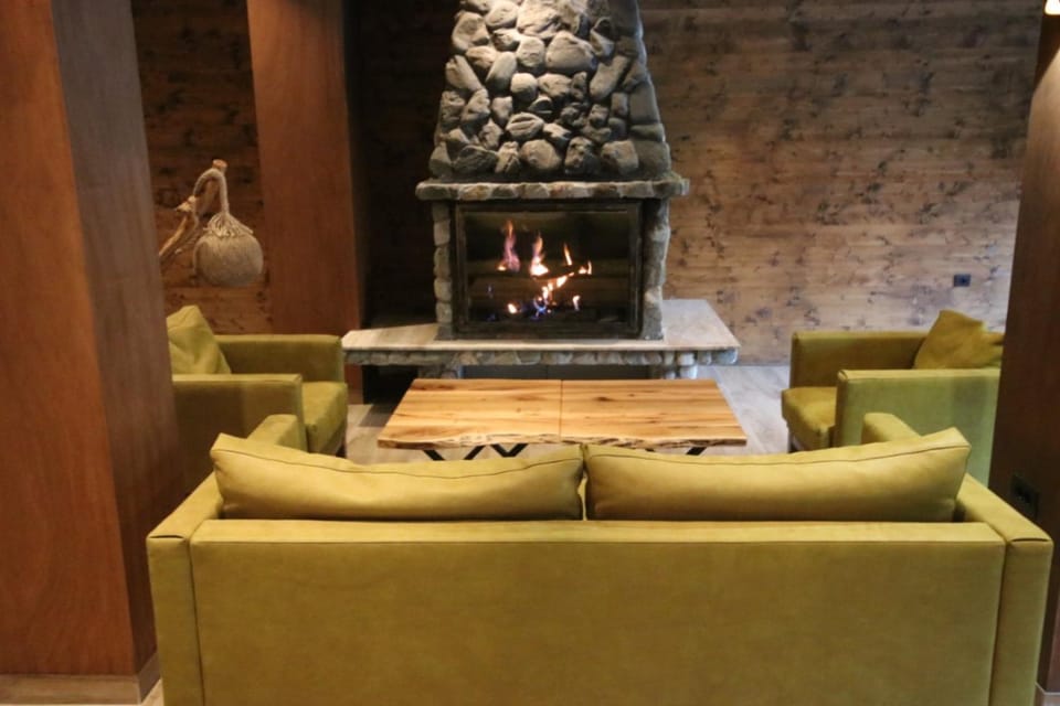 Seating area, fireplace