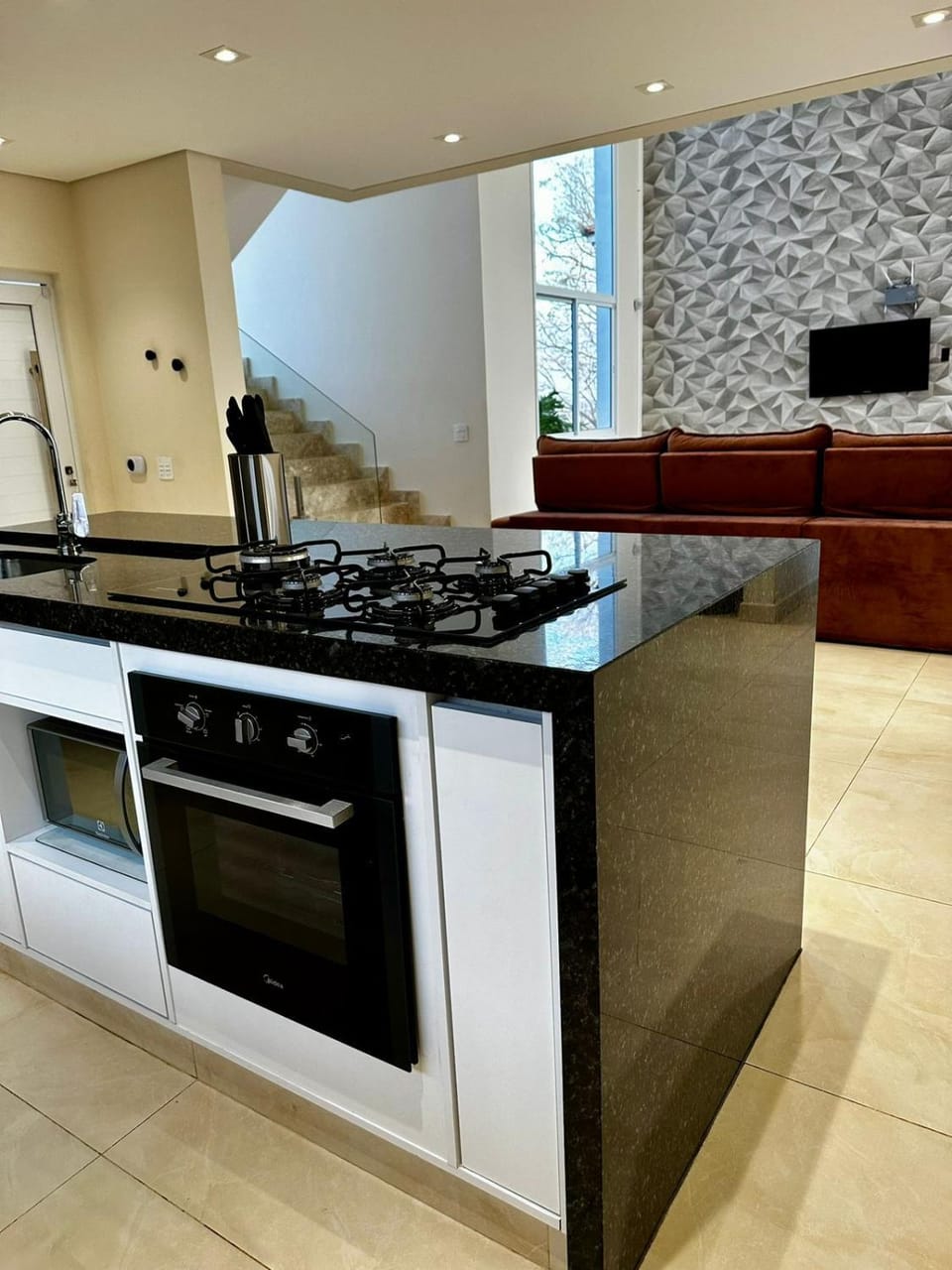 Kitchen or kitchenette, stove