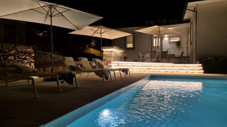 Night, Pool view, Swimming pool