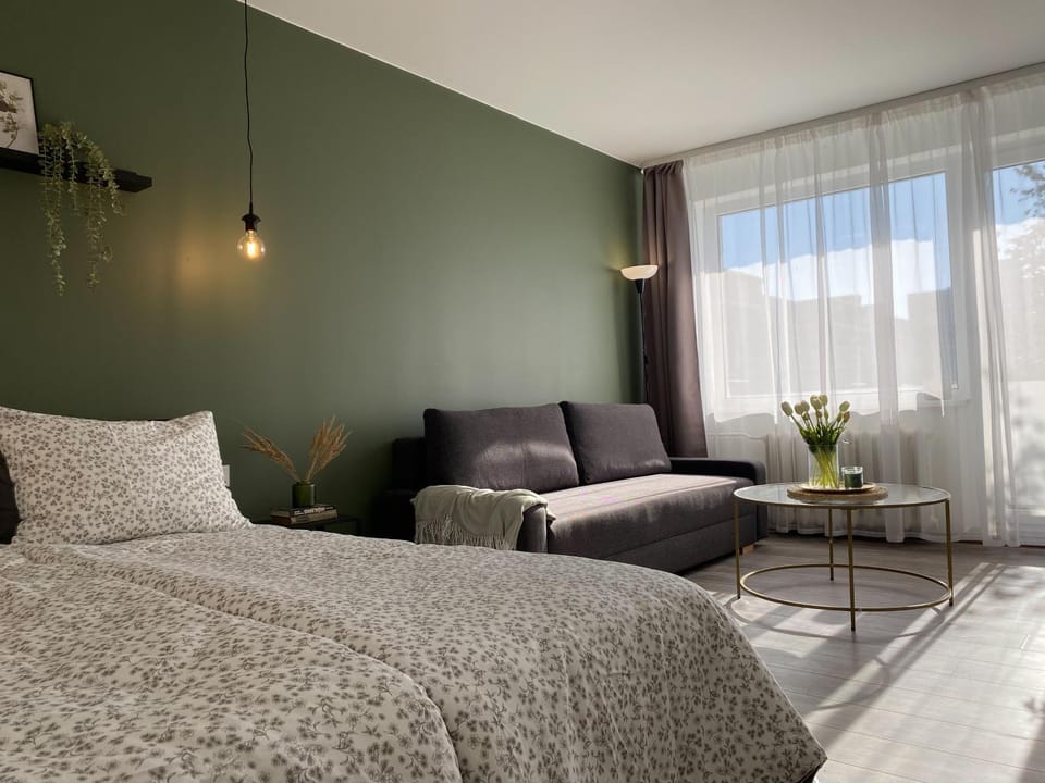 Bed, Living room, Photo of the whole room, Seating area, Bedroom