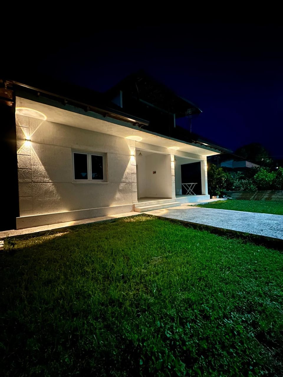 Property building, Night, Garden, Garden view