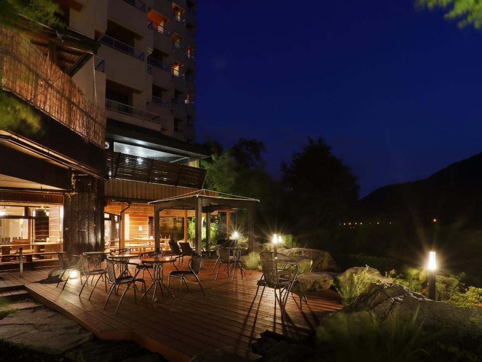 Property building, Night, Natural landscape, Garden, Balcony/Terrace, Mountain view