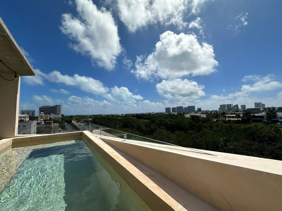 View (from property/room), Balcony/Terrace, Pool view, Swimming pool