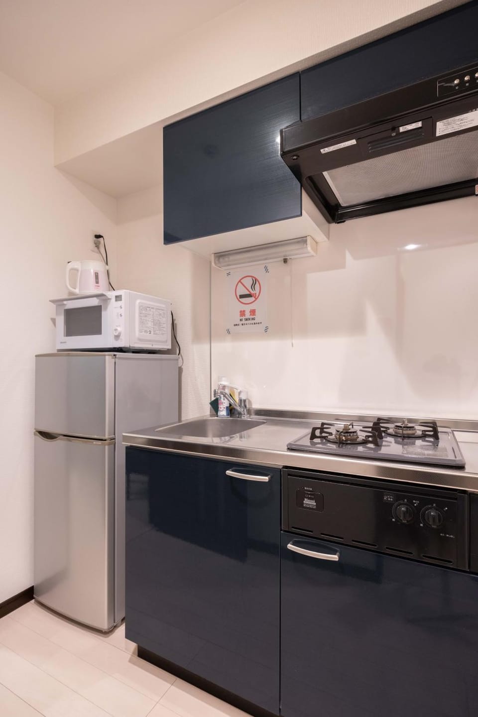Kitchen or kitchenette, microwave