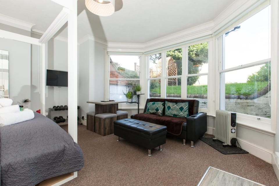 Bed, TV and multimedia, Living room, Photo of the whole room, Seating area, Bedroom