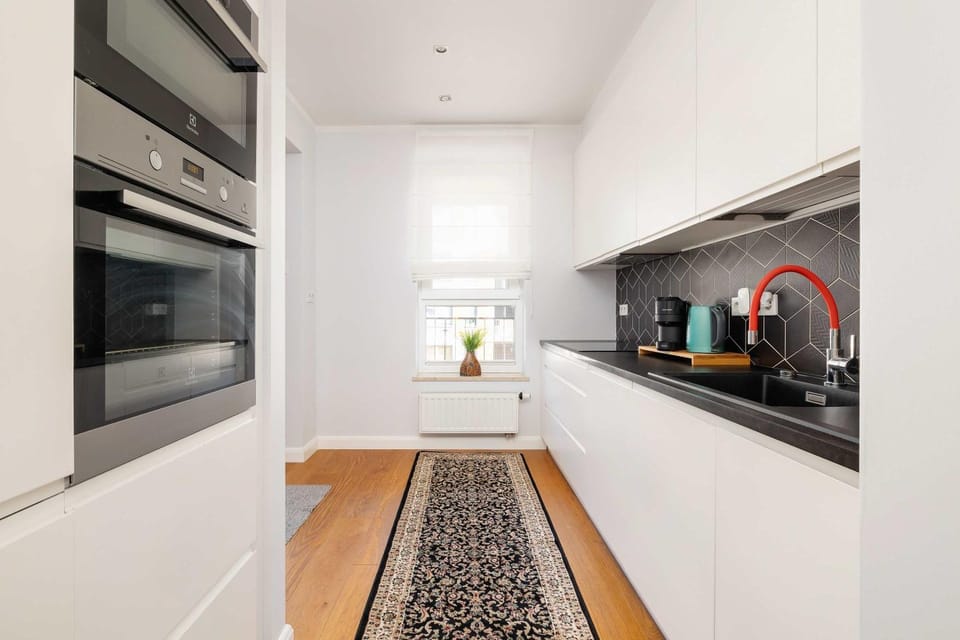 Kitchen or kitchenette, oven, stove, toaster