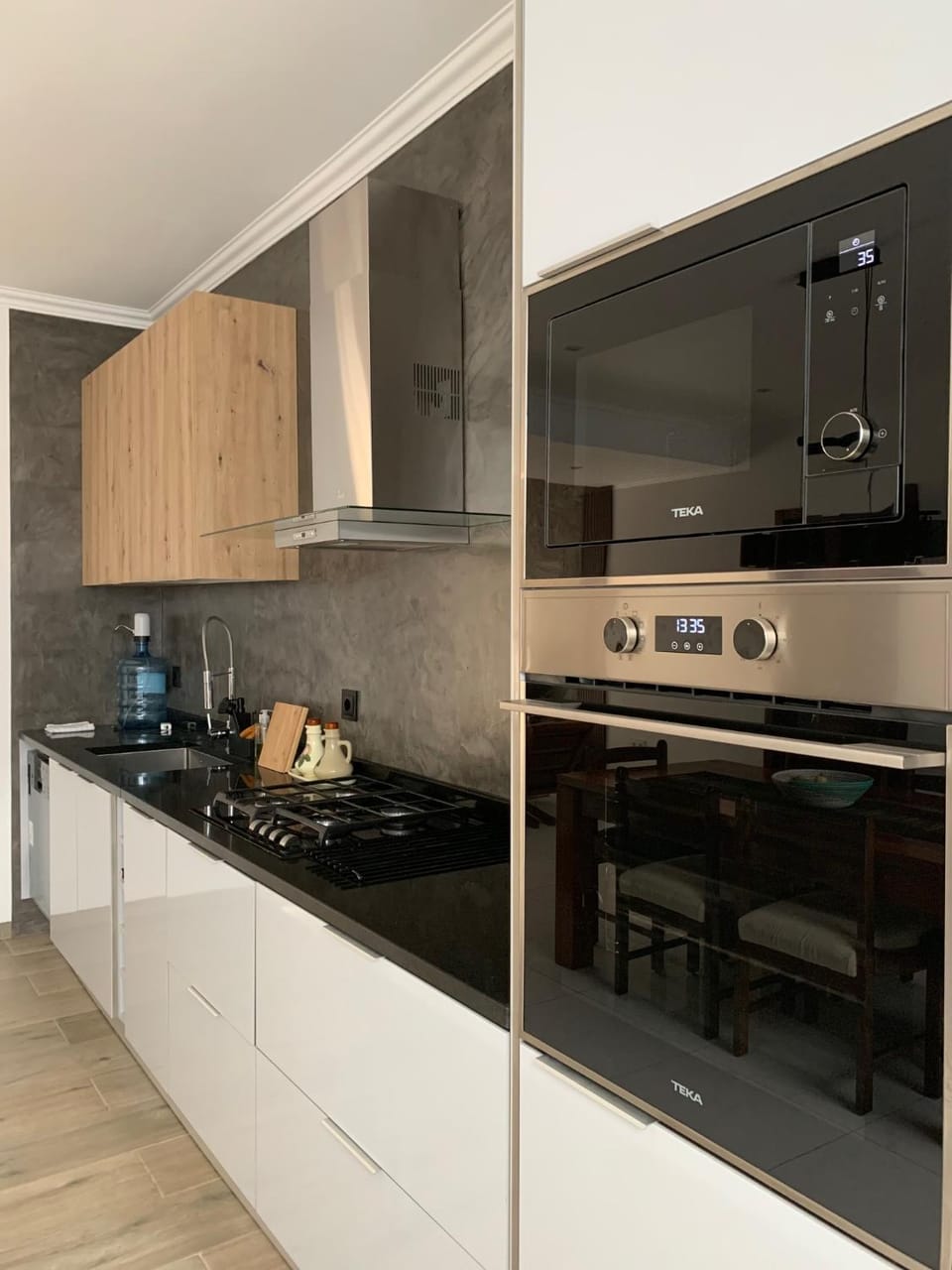 Kitchen or kitchenette, oven, stove, toaster