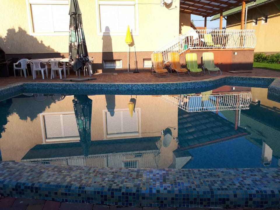 Summer, Garden, Swimming pool, sunbed