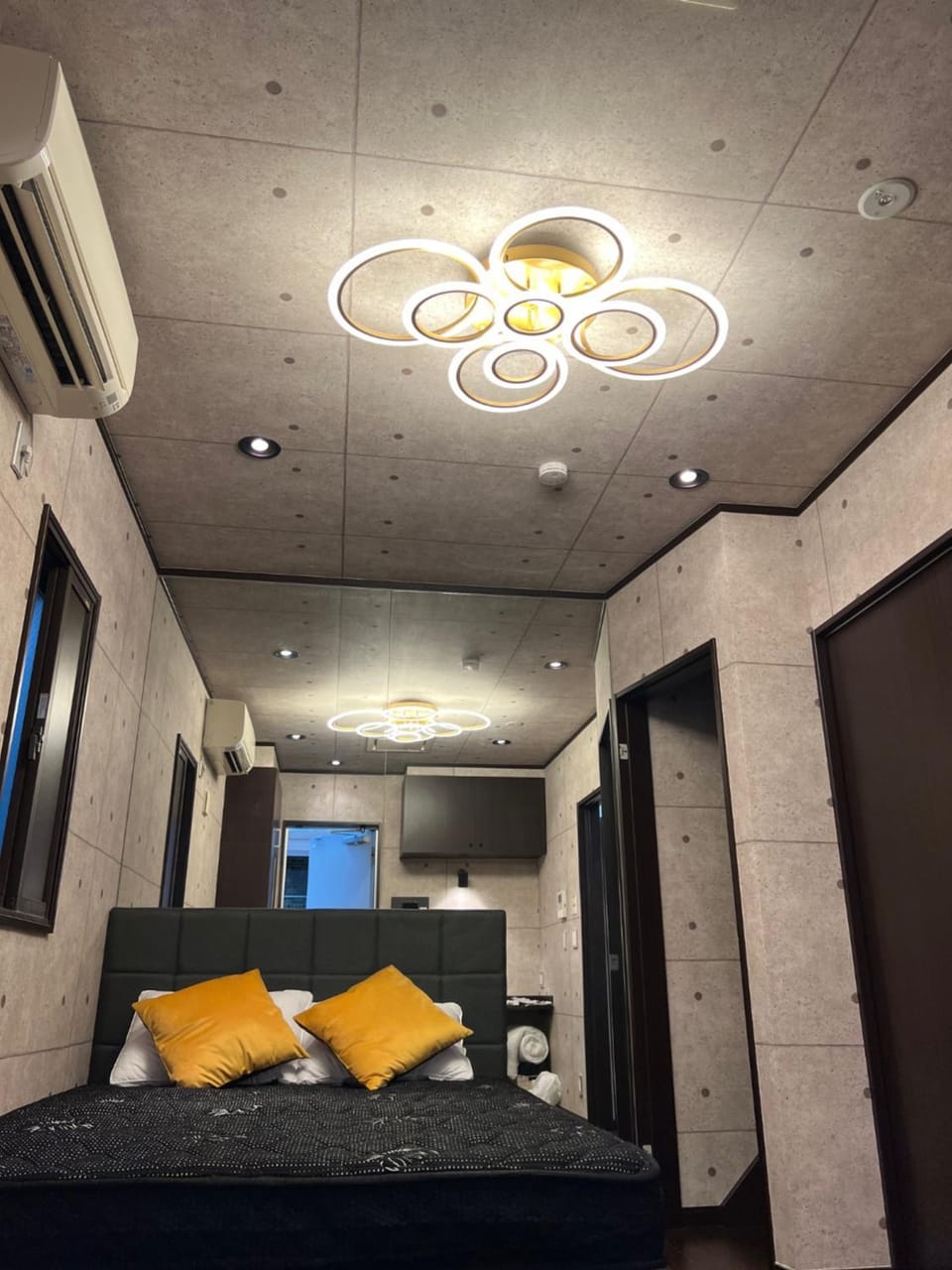 Bed, Living room, Photo of the whole room, Bedroom, air conditioner
