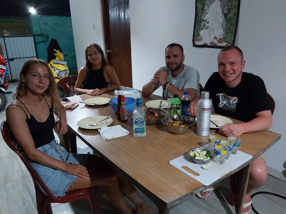 Food and drinks, group of guests