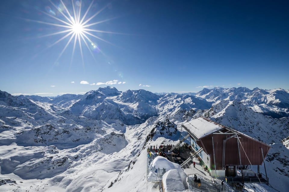 Winter, Skiing, Mountain view, Family