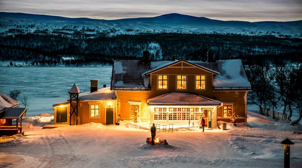 Property building, Night, Winter