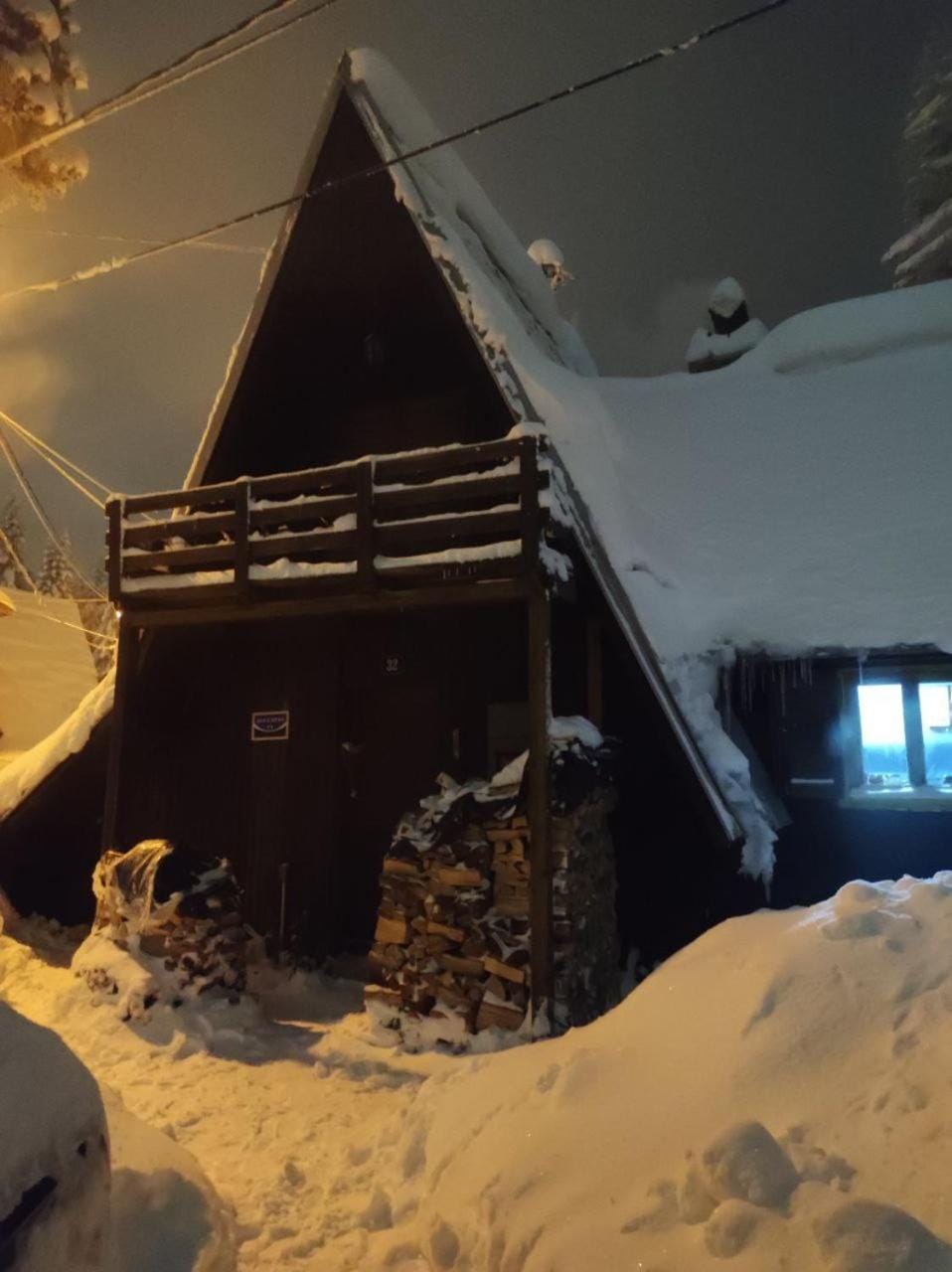 Property building, Night, Winter