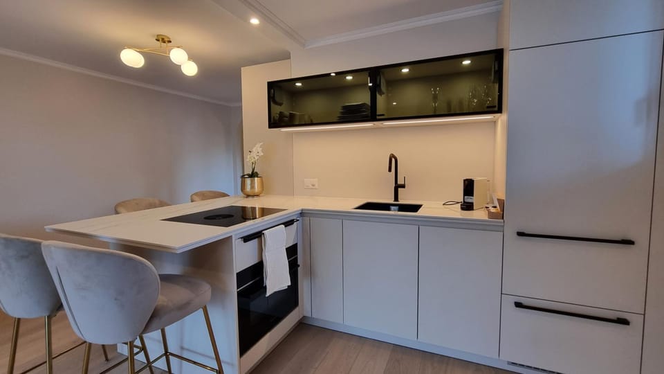Kitchen or kitchenette, stove, kitchen