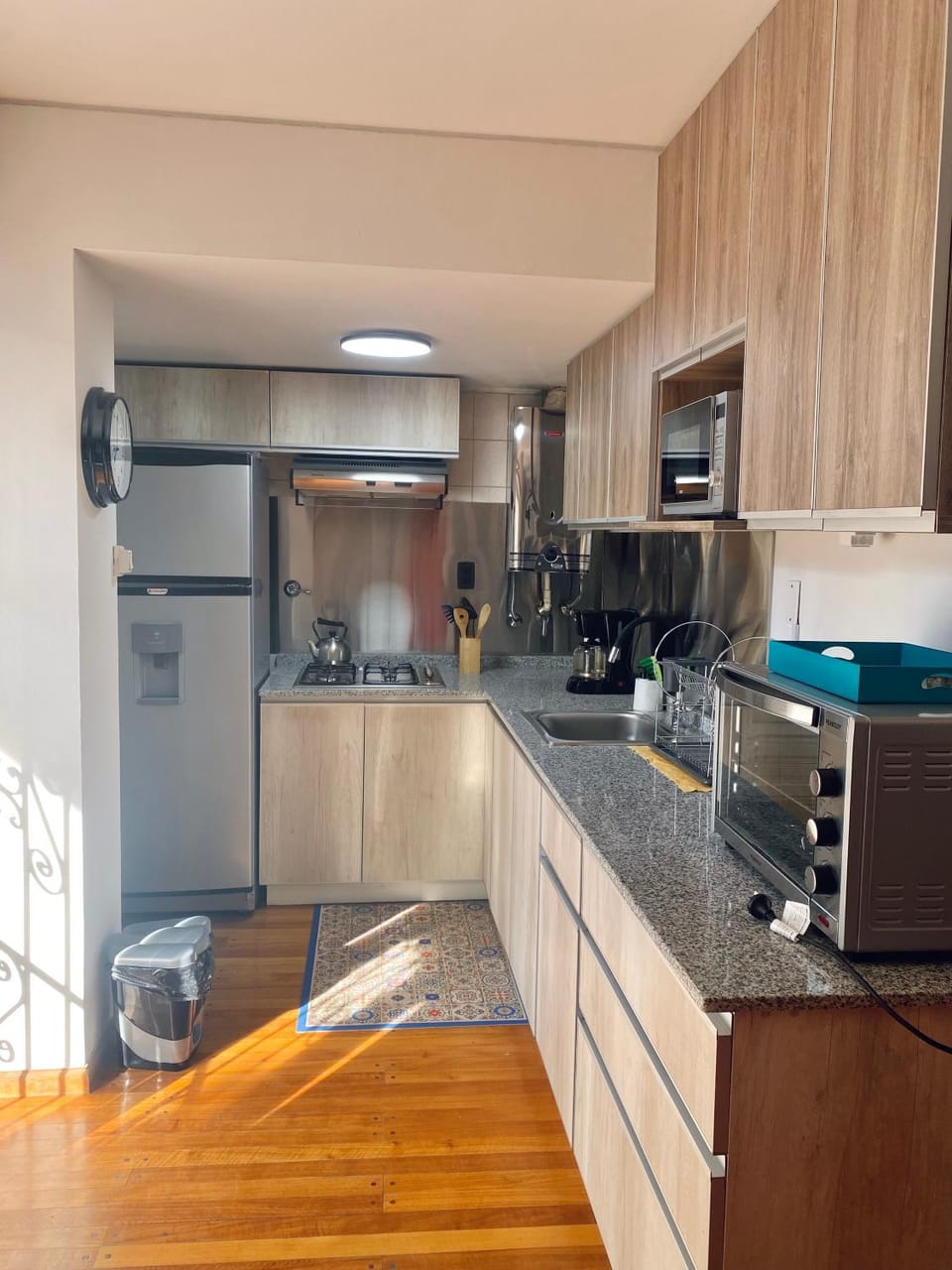 Kitchen or kitchenette, stove, toaster