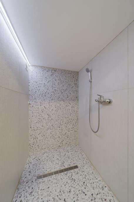 Shower, Bed, Bathroom, Photo of the whole room, Bedroom