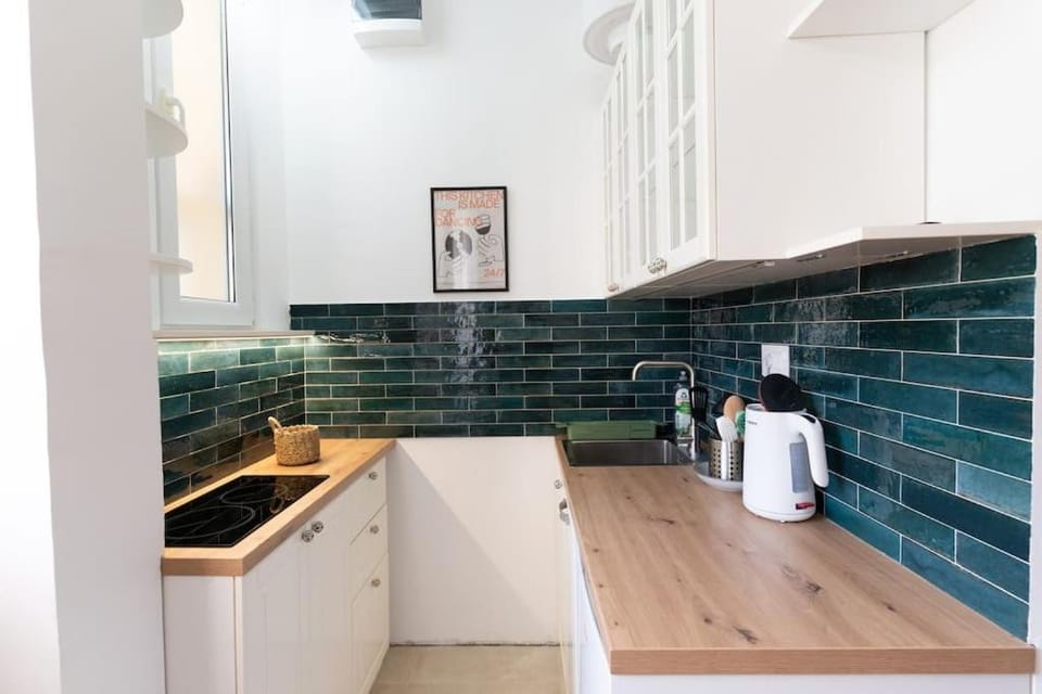 Kitchen or kitchenette, dishwasher, stove