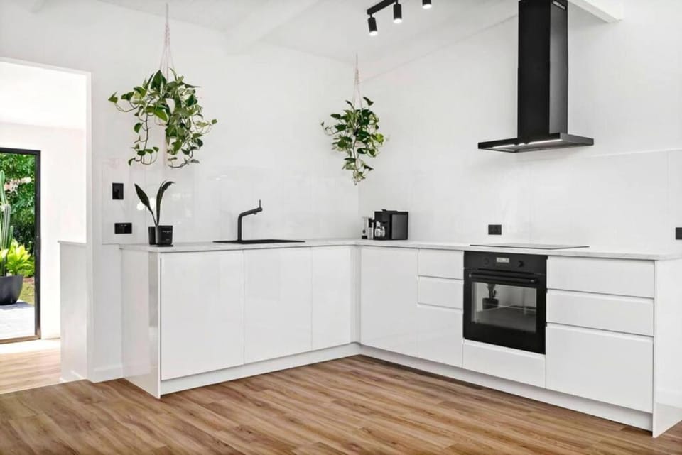 Kitchen or kitchenette, stove