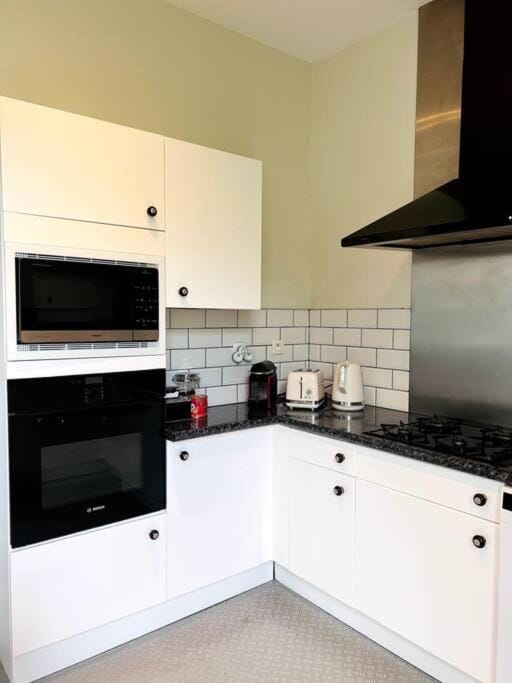 Kitchen or kitchenette, dishwasher, stove