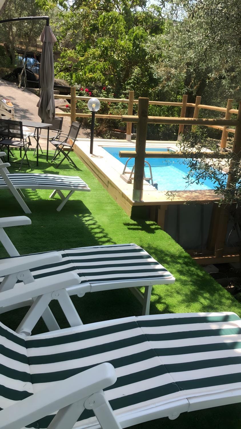 Property building, Living room, Swimming pool