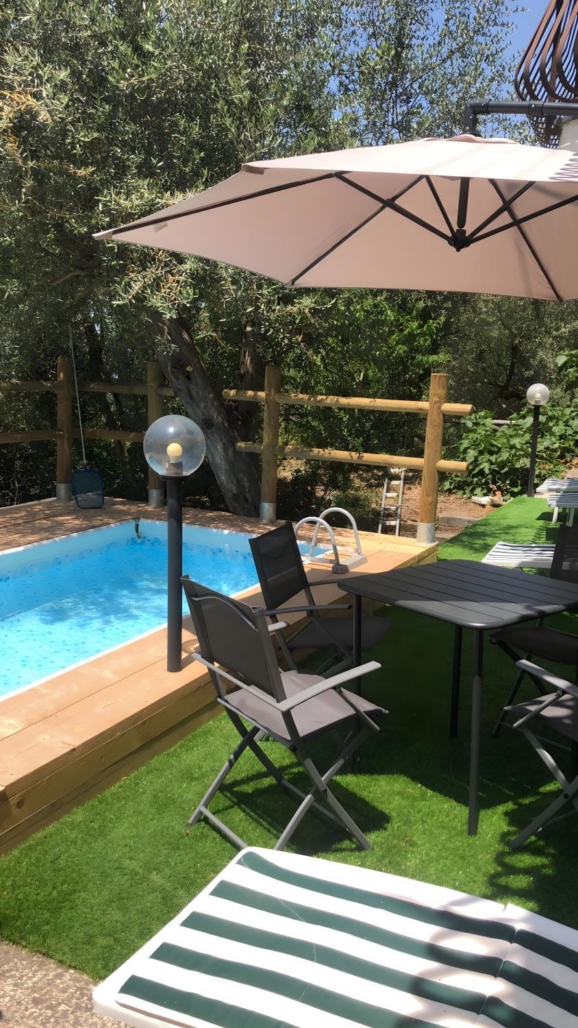 Property building, Living room, Swimming pool