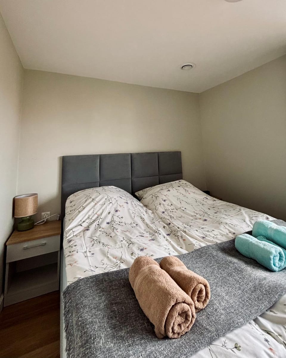 Bed, Photo of the whole room, Bedroom, towels