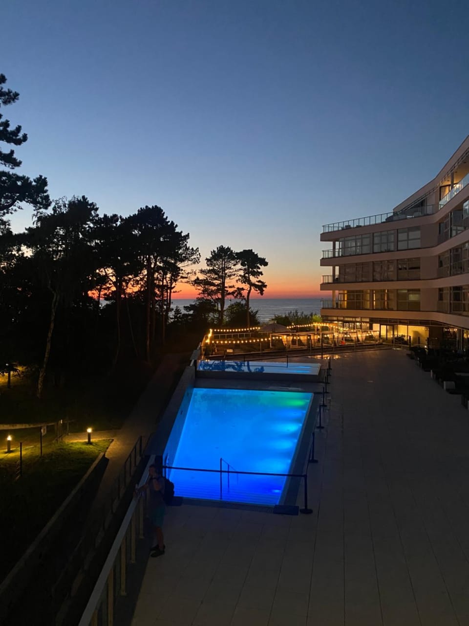 Property building, Pool view, Swimming pool, Sunset