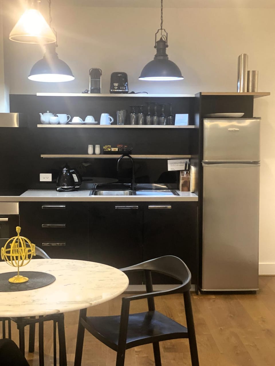 Kitchen or kitchenette, oven