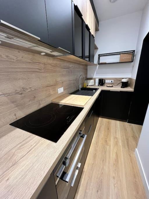 Kitchen or kitchenette, stove