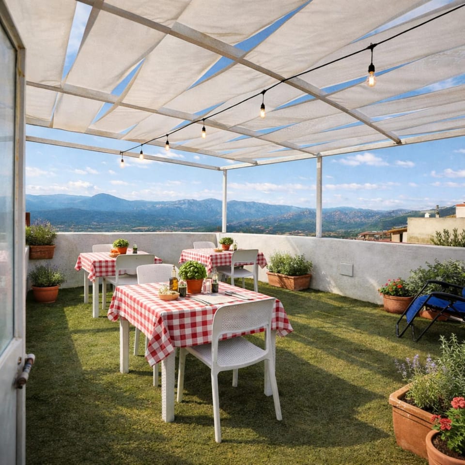 Day, Natural landscape, View (from property/room), Balcony/Terrace, Dining area, Mountain view